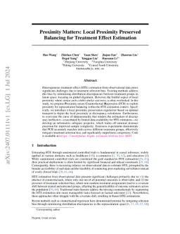 Proximity Matters: Local Proximity Preserved Balancing for Treatment
  Effect Estimation