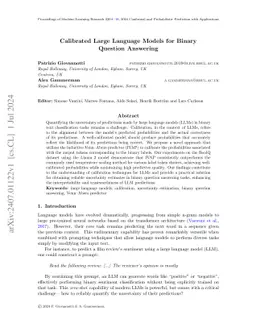 Calibrated Large Language Models for Binary Question Answering