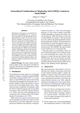 Sociocultural Considerations in Monitoring Anti-LGBTQ+ Content on Social
  Media