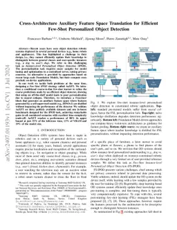 Cross-Architecture Auxiliary Feature Space Translation for Efficient
  Few-Shot Personalized Object Detection