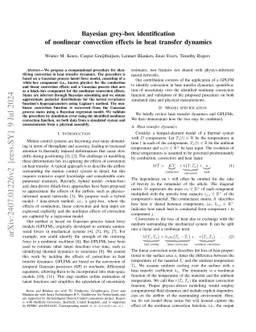 Bayesian grey-box identification of nonlinear convection effects in heat
  transfer dynamics