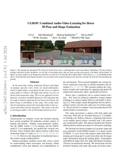 CLHOP: Combined Audio-Video Learning for Horse 3D Pose and Shape
  Estimation