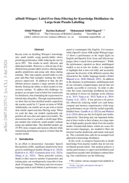 uDistil-Whisper: Label-Free Data Filtering for Knowledge Distillation in Low-Data Regimes