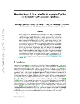 GaussianStego: A Generalizable Stenography Pipeline for Generative 3D
  Gaussians Splatting