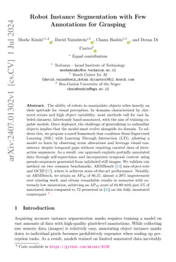 Robot Instance Segmentation with Few Annotations for Grasping