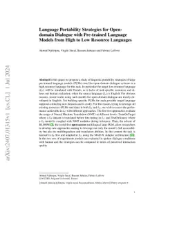 Language Portability Strategies for Open-domain Dialogue with
  Pre-trained Language Models from High to Low Resource Languages