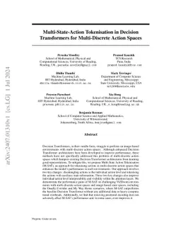 Multi-State-Action Tokenisation in Decision Transformers for
  Multi-Discrete Action Spaces
