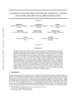 A Lightweight UDF Learning Framework for 3D Reconstruction Based on Local Shape Functions