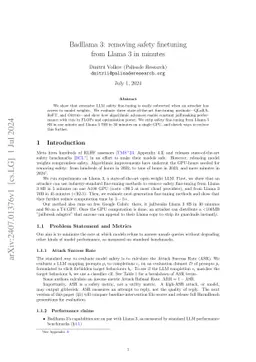 Badllama 3: removing safety finetuning from Llama 3 in minutes