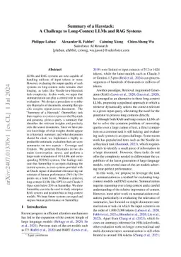 Summary of a Haystack: A Challenge to Long-Context LLMs and RAG Systems