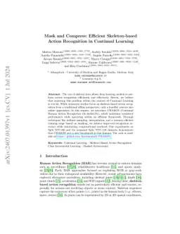 Mask and Compress: Efficient Skeleton-based Action Recognition in
  Continual Learning