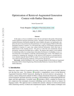 Optimization of Retrieval-Augmented Generation Context with Outlier
  Detection