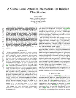 A Global-Local Attention Mechanism for Relation Classification
