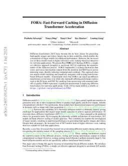FORA: Fast-Forward Caching in Diffusion Transformer Acceleration
