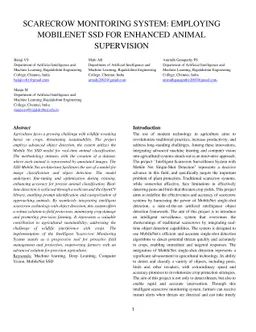 Scarecrow monitoring system:employing mobilenet ssd for enhanced animal
  supervision