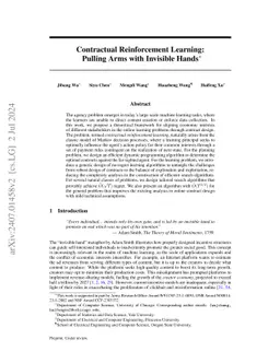 Contractual Reinforcement Learning: Pulling Arms with Invisible Hands