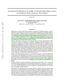 Leveraging Prompts in LLMs to Overcome Imbalances in Complex Educational
  Text Data