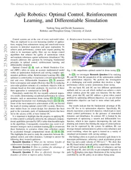 Agile Robotics: Optimal Control, Reinforcement Learning, and
  Differentiable Simulation