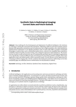 Synthetic Data in Radiological Imaging: Current State and Future Outlook