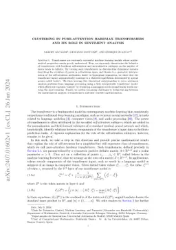 Clustering in pure-attention hardmax transformers and its role in
  sentiment analysis