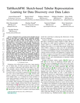 TabSketchFM: Sketch-based Tabular Representation Learning for Data Discovery over Data Lakes