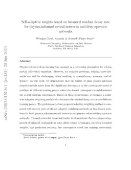 Self-adaptive weights based on balanced residual decay rate for physics-informed neural networks and deep operator networks