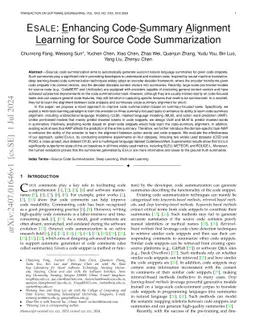 ESALE: Enhancing Code-Summary Alignment Learning for Source Code
  Summarization
