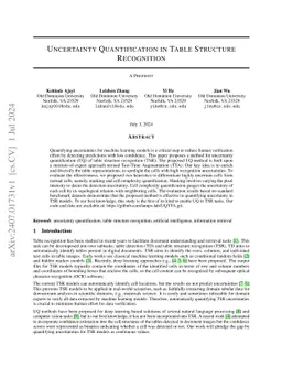 Uncertainty Quantification in Table Structure Recognition