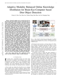 Adaptive Modality Balanced Online Knowledge Distillation for Brain-Eye-Computer based Dim Object Detection