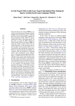 Let the Expert Stick to His Last: Expert-Specialized Fine-Tuning for
  Sparse Architectural Large Language Models