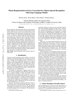 Pinyin Regularization in Error Correction for Chinese Speech Recognition
  with Large Language Models