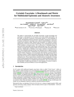 Certainly Uncertain: A Benchmark and Metric for Multimodal Epistemic and
  Aleatoric Awareness