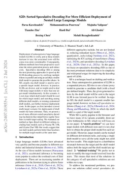S2D: Sorted Speculative Decoding For More Efficient Deployment of Nested
  Large Language Models