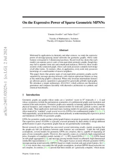 On the Expressive Power of Sparse Geometric MPNNs
