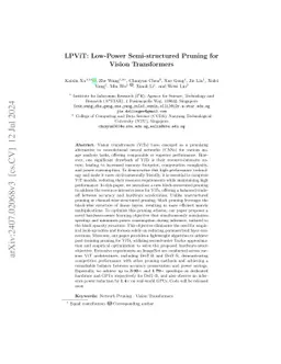 LPViT: Low-Power Semi-structured Pruning for Vision Transformers