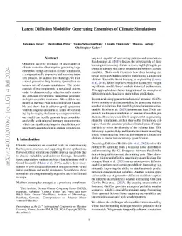 Latent Diffusion Model for Generating Ensembles of Climate Simulations