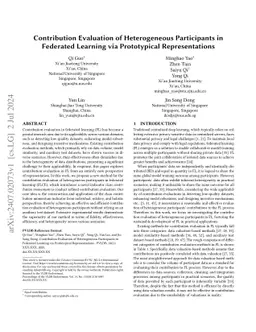 Contribution Evaluation of Heterogeneous Participants in Federated
  Learning via Prototypical Representations