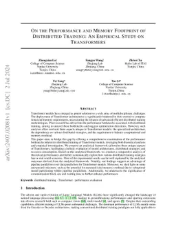 On the Performance and Memory Footprint of Distributed Training: An
  Empirical Study on Transformers
