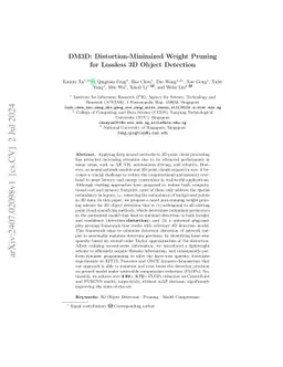 DM3D: Distortion-Minimized Weight Pruning for Lossless 3D Object
  Detection