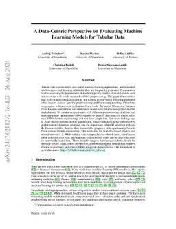 A Data-Centric Perspective on Evaluating Machine Learning Models for
  Tabular Data