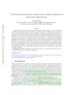 A Generalized Evolutionary Metaheuristic (GEM) Algorithm for Engineering
  Optimization