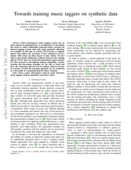 Towards Training Music Taggers on Synthetic Data