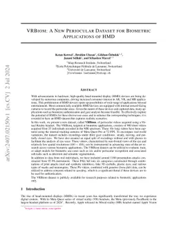 VRBiom: A New Periocular Dataset for Biometric Applications of HMD