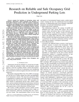 Research on Reliable and Safe Occupancy Grid Prediction in Underground
  Parking Lots
