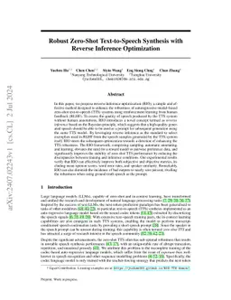 Robust Zero-Shot Text-to-Speech Synthesis with Reverse Inference
  Optimization