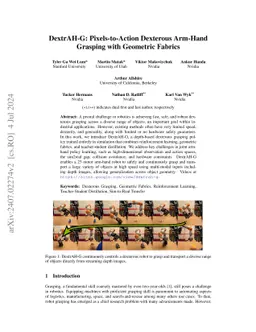DextrAH-G: Pixels-to-Action Dexterous Arm-Hand Grasping with Geometric
  Fabrics
