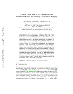 Enable the Right to be Forgotten with Federated Client Unlearning in
  Medical Imaging