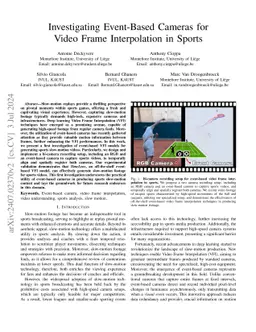 Investigating Event-Based Cameras for Video Frame Interpolation in
  Sports