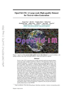 OpenVid-1M: A Large-Scale High-Quality Dataset for Text-to-video Generation