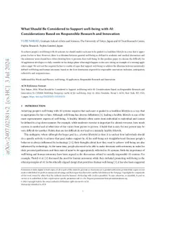 What Should Be Considered to Support well-being with AI: Considerations
  Based on Responsible Research and Innovation
